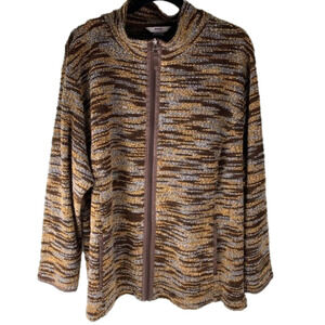 Alia Brown Slub  Knit Zip Up Sweater size 3x